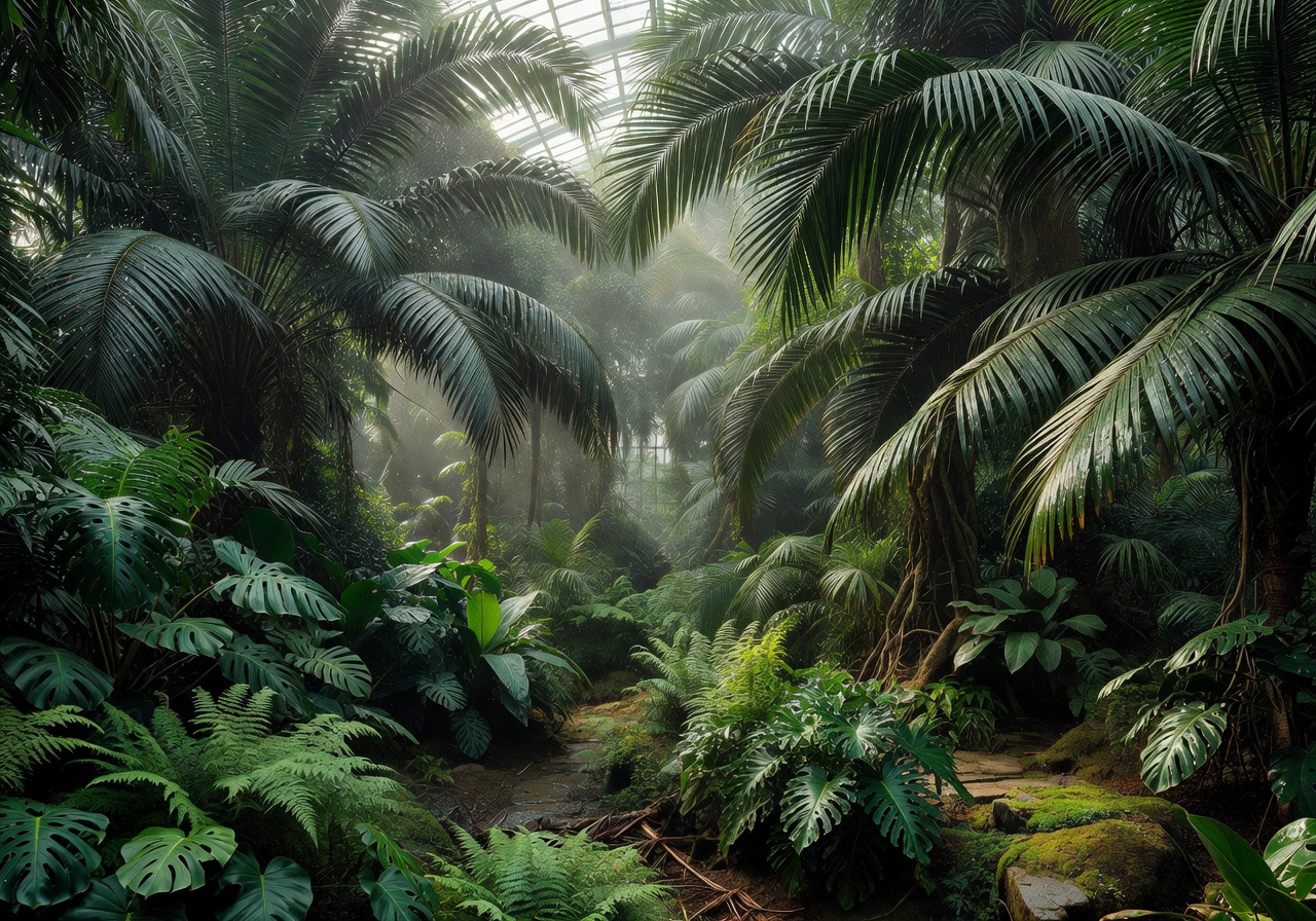 Palmengarten Frankfurt tropical greenhouse interior filled with exotic palms and lush botanical displays