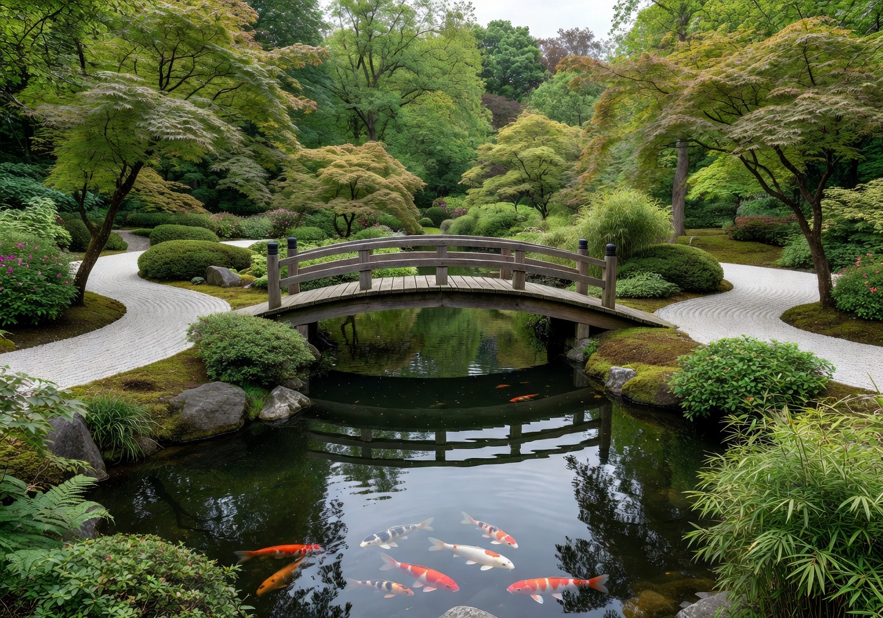Planten un Blomen park in Hamburg with colorful flower beds and a tranquil Japanese garden pond